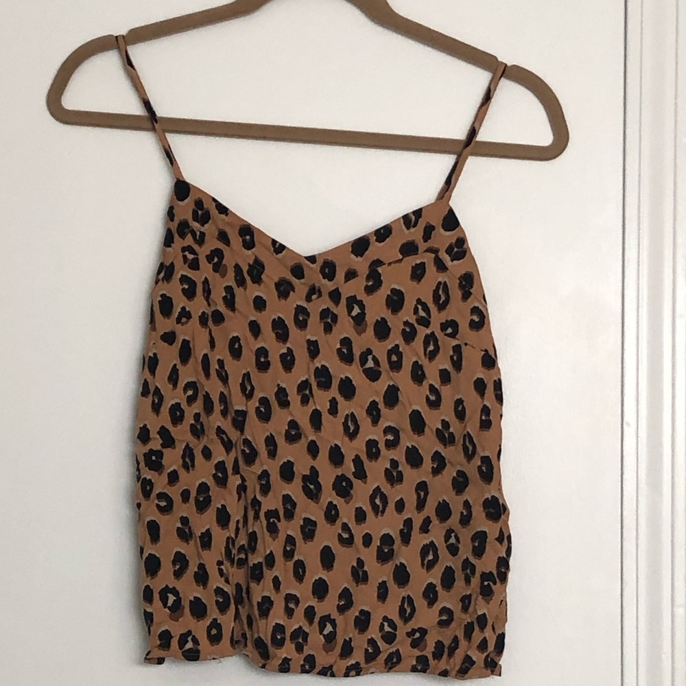 Leopard spaghetti strap top